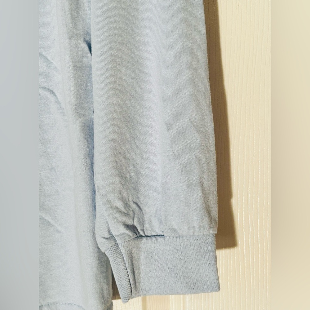 Women’s Adidas Trefoil Print Light Blue and White Long Sleeve Shirt - Picture 3 of 6